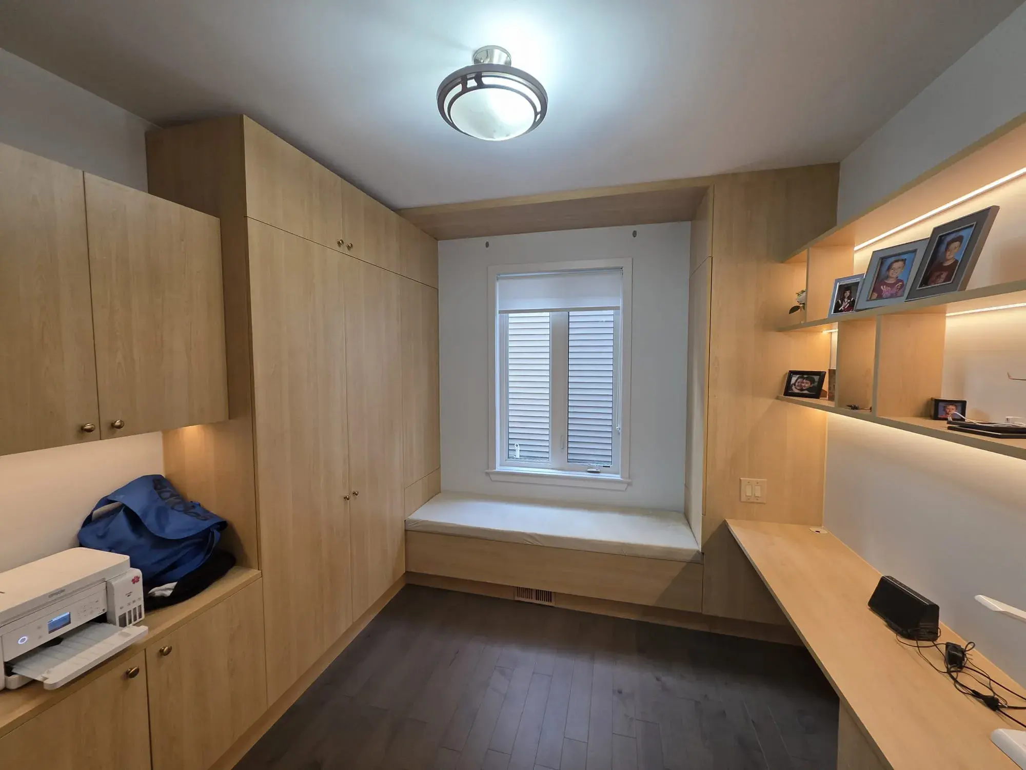 Full wall of custom commercial office cabinetry