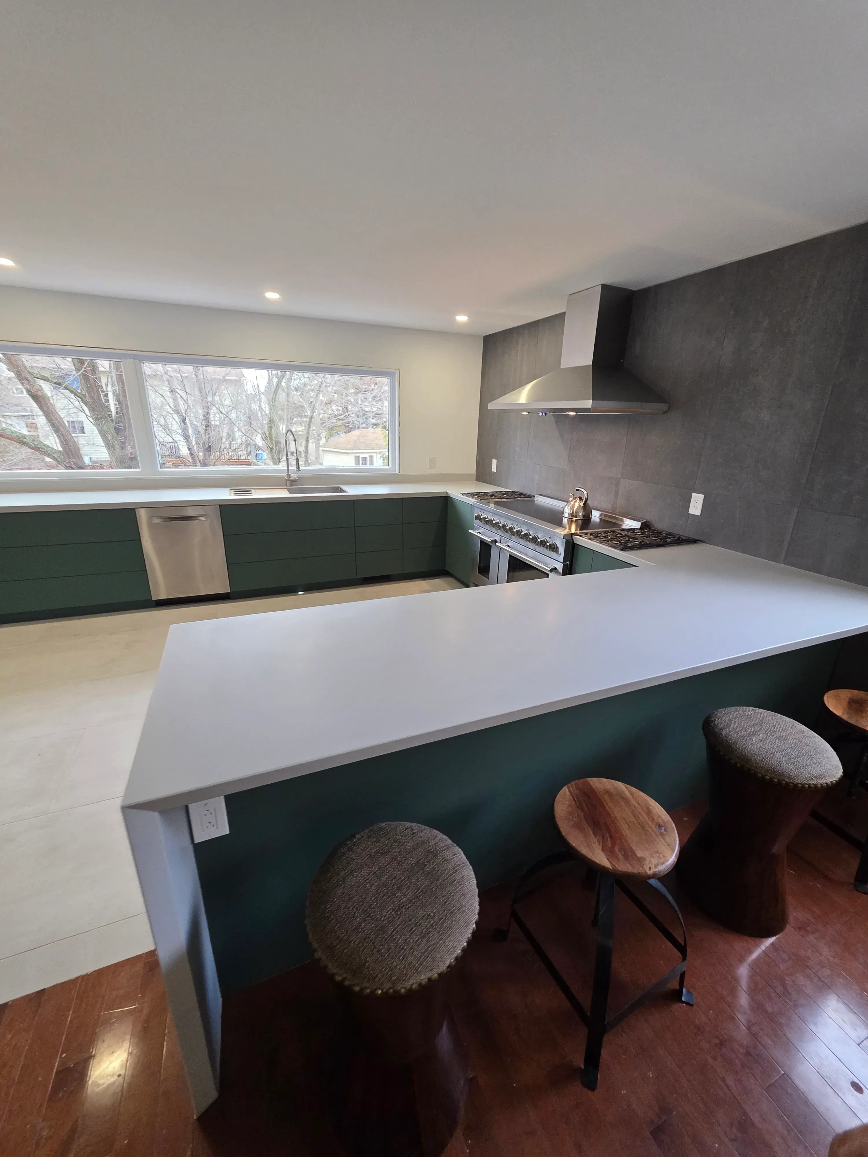 Solid surface countertop and custom cabinets in an Orleans kitchen