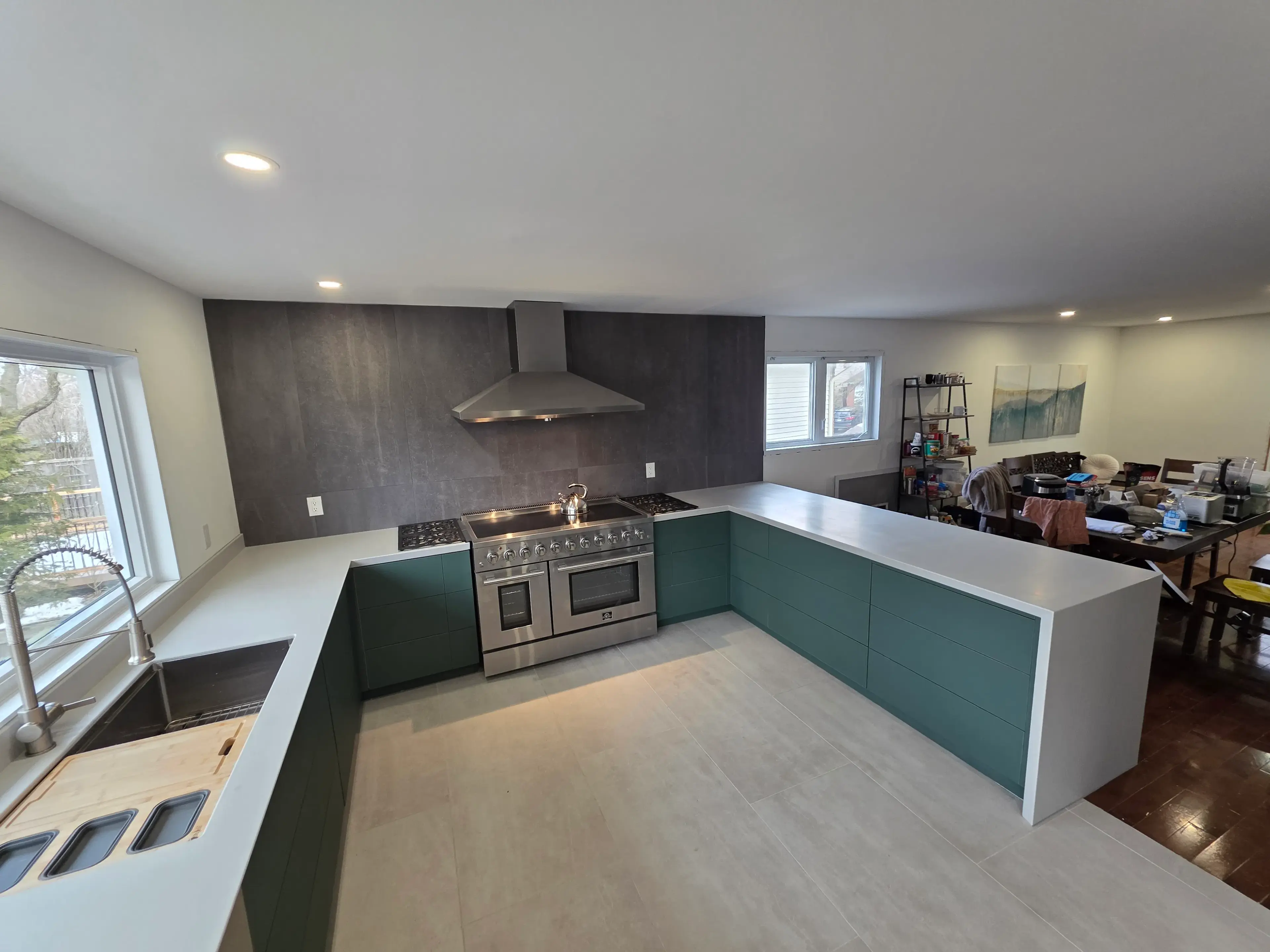 Detailed view of a solid surface countertop in an Orleans kitchen